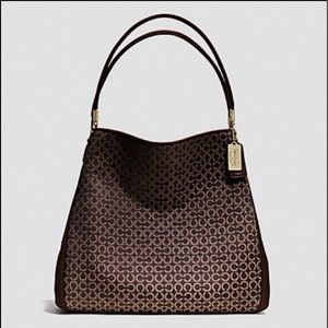 Coach Dark Brown Signature Shoulder Bag